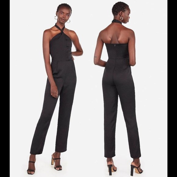 Express Satin Halter Neck Jumpsuit 00 - Picture 1 of 3